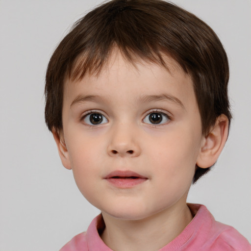 Neutral white child male with short  brown hair and brown eyes