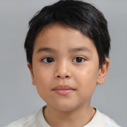 Neutral asian child male with short  brown hair and brown eyes