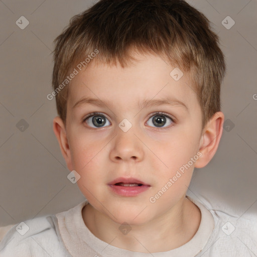 Neutral white child male with short  brown hair and brown eyes