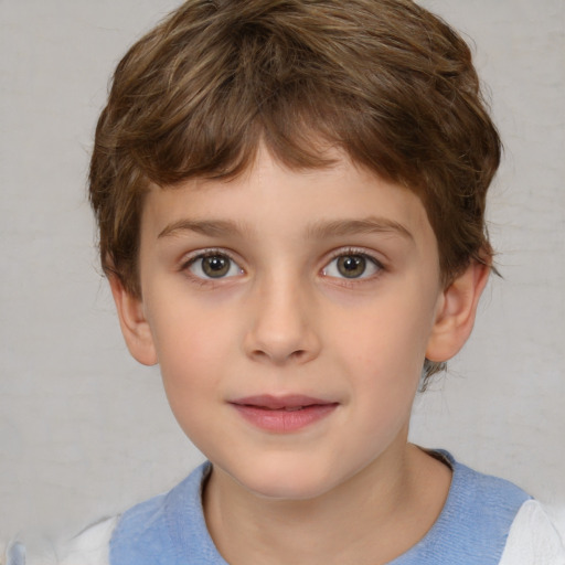 Neutral white child male with medium  brown hair and brown eyes