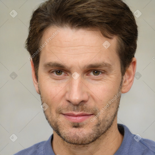 Neutral white adult male with short  brown hair and brown eyes