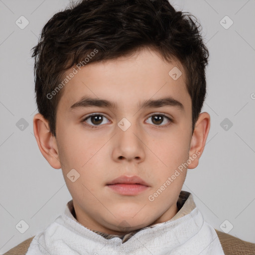 Neutral white child male with short  brown hair and brown eyes