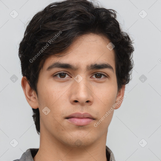 Neutral asian young-adult male with short  brown hair and brown eyes