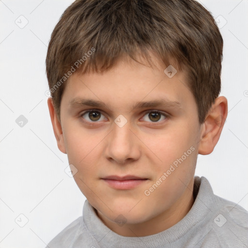 Neutral white child male with short  brown hair and brown eyes