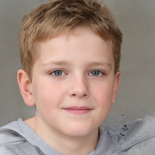 Neutral white child male with short  brown hair and grey eyes