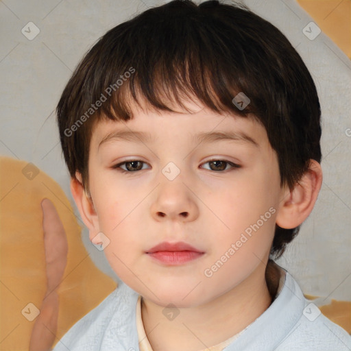 Neutral white child male with short  brown hair and brown eyes