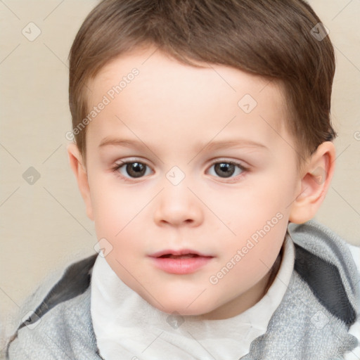 Neutral white child male with short  brown hair and brown eyes