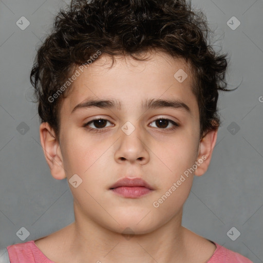 Neutral white child male with short  brown hair and brown eyes