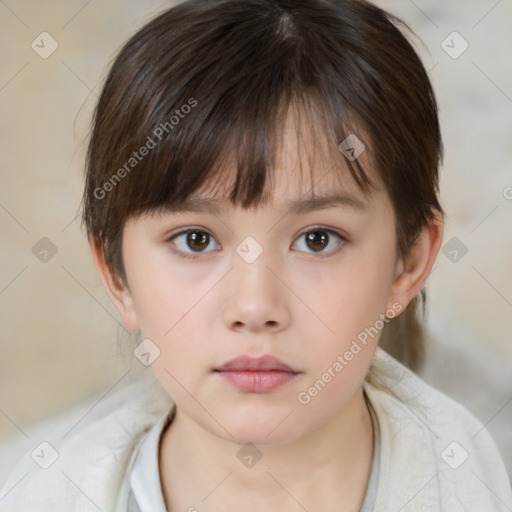 Neutral white child female with medium  brown hair and brown eyes