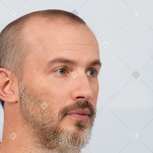 Neutral white adult male with short  brown hair and brown eyes