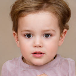 Neutral white child female with short  brown hair and brown eyes