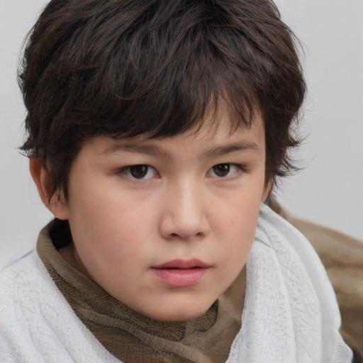 Neutral white child female with short  brown hair and brown eyes