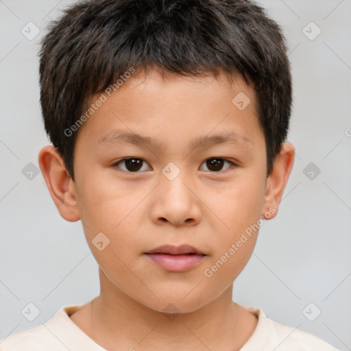 Neutral white child male with short  brown hair and brown eyes