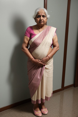 Indian elderly female with  gray hair