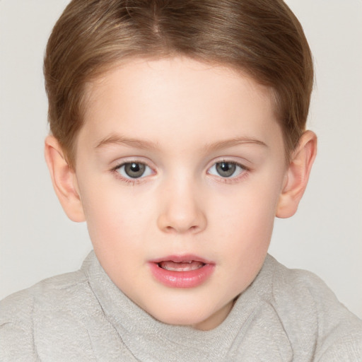 Neutral white child female with short  brown hair and brown eyes