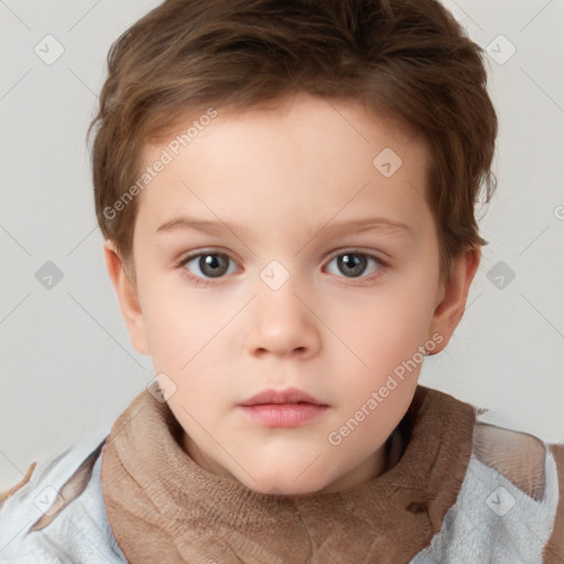 Neutral white child male with short  brown hair and brown eyes