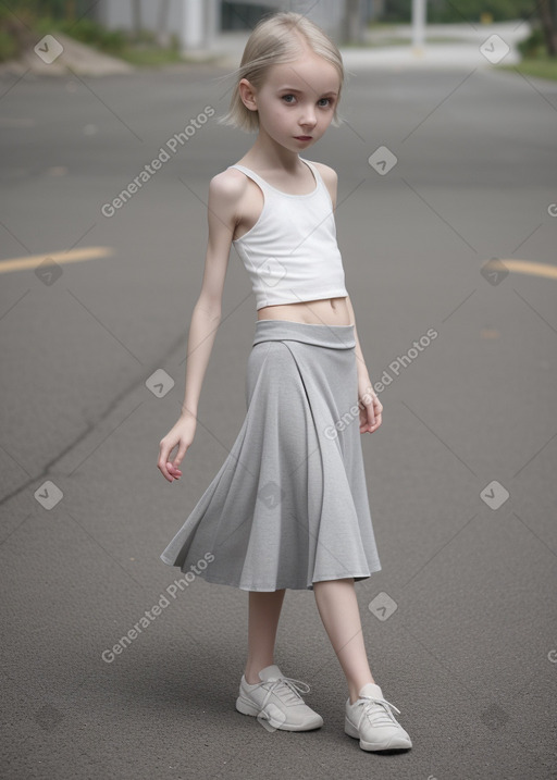 Caucasian child female with  gray hair