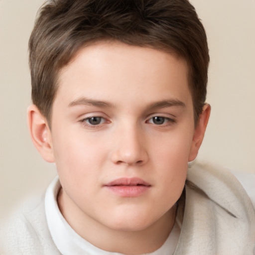 Neutral white child male with short  brown hair and brown eyes