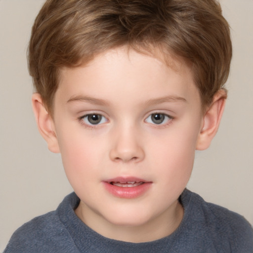 Neutral white child male with short  brown hair and brown eyes