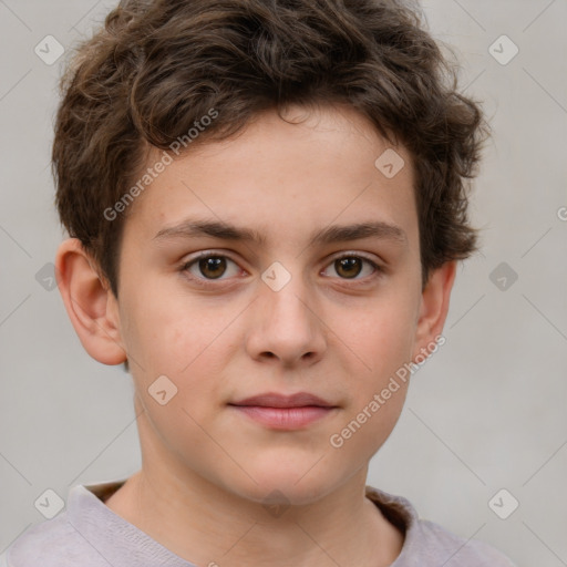 Neutral white child male with short  brown hair and brown eyes