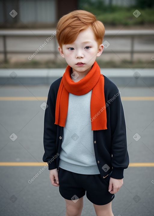 South korean child boy with  ginger hair