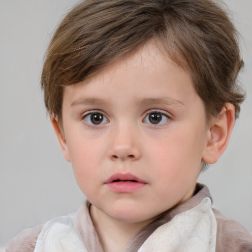 Neutral white child male with short  brown hair and grey eyes