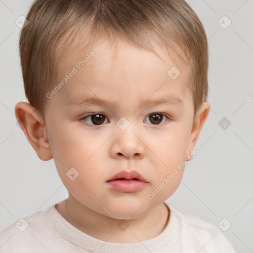 Neutral white child male with short  brown hair and brown eyes