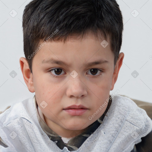 Neutral white child male with short  brown hair and brown eyes