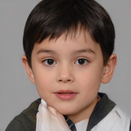 Neutral white child male with short  brown hair and brown eyes