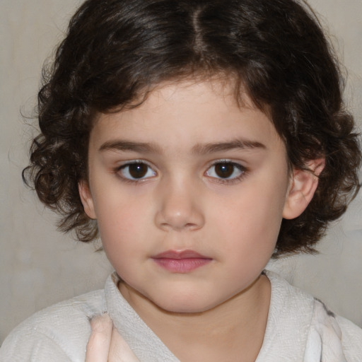 Neutral white child female with medium  brown hair and brown eyes