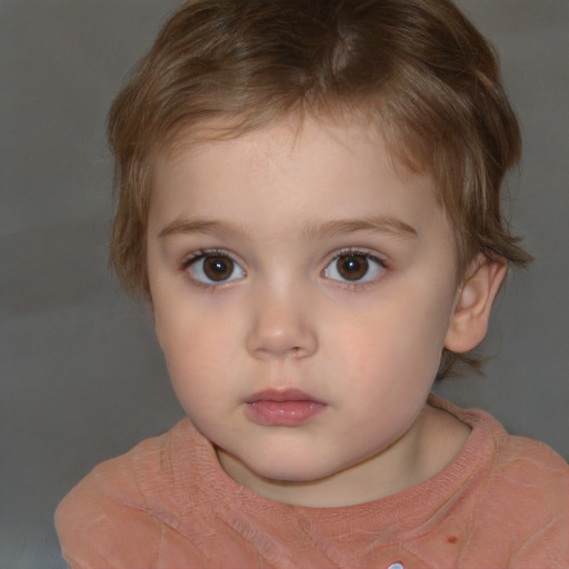 Neutral white child female with short  brown hair and brown eyes