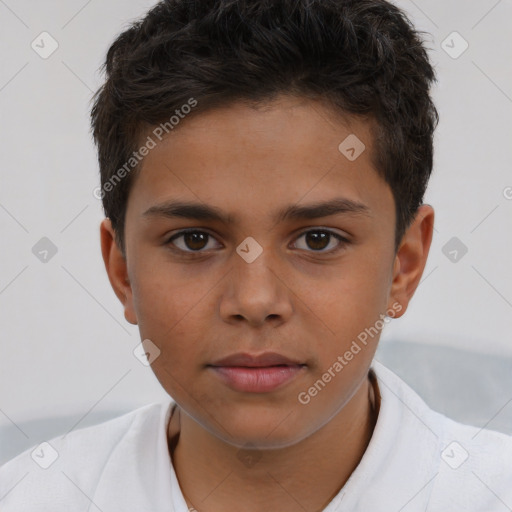 Neutral white child male with short  brown hair and brown eyes