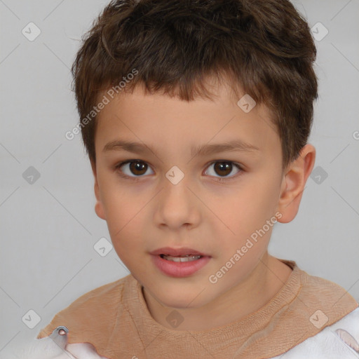 Neutral white child male with short  brown hair and brown eyes