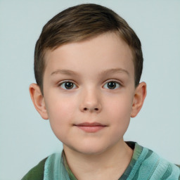 Neutral white child male with short  brown hair and brown eyes