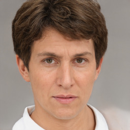 Neutral white adult male with short  brown hair and brown eyes