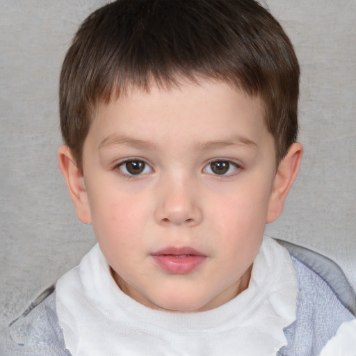 Neutral white child male with short  brown hair and brown eyes