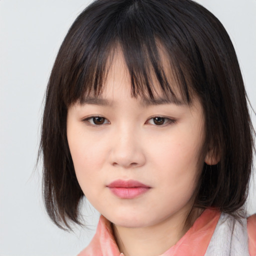 Neutral asian child female with medium  brown hair and brown eyes