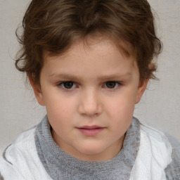 Neutral white child female with short  brown hair and brown eyes