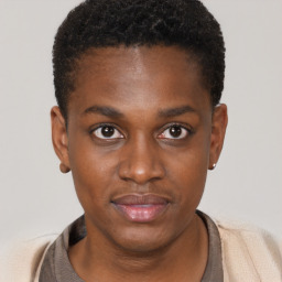 Neutral black young-adult male with short  brown hair and brown eyes