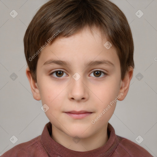 Neutral white child male with short  brown hair and brown eyes