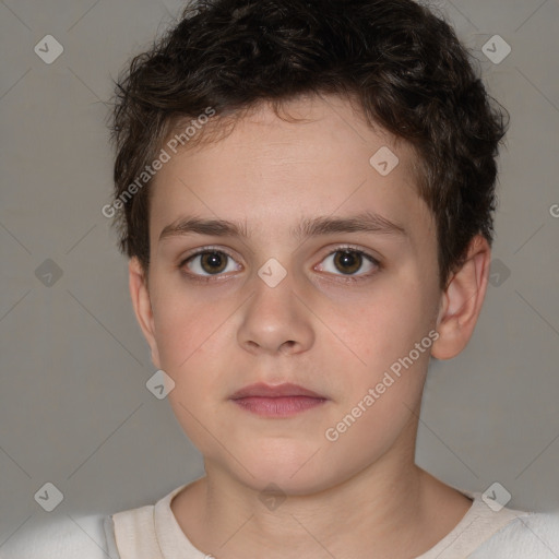 Neutral white child male with short  brown hair and brown eyes