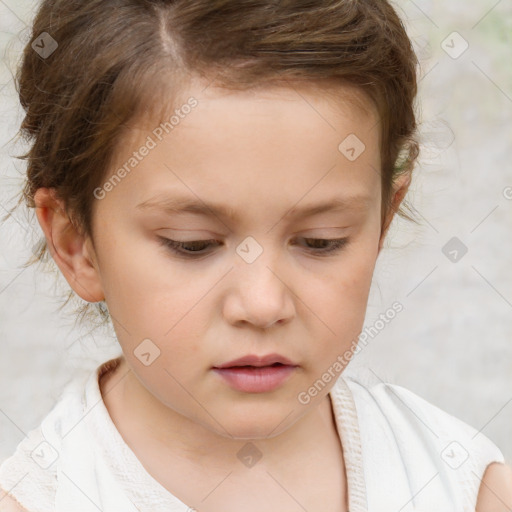 Neutral white child female with short  brown hair and brown eyes