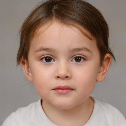 Neutral white child female with medium  brown hair and brown eyes