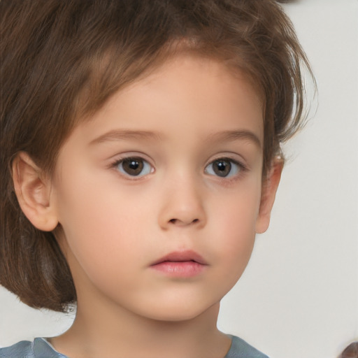 Neutral white child female with short  brown hair and brown eyes