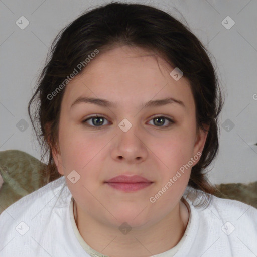 Neutral white child female with medium  brown hair and brown eyes