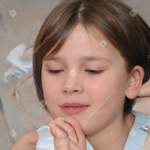 Neutral white child female with medium  brown hair and brown eyes