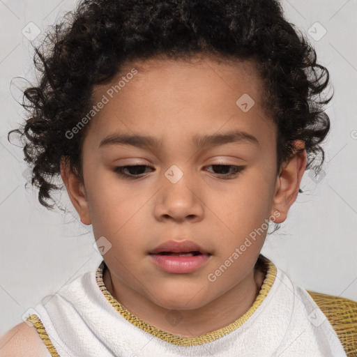 Neutral white child female with short  brown hair and brown eyes