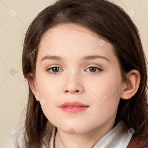 Neutral white child female with medium  brown hair and brown eyes