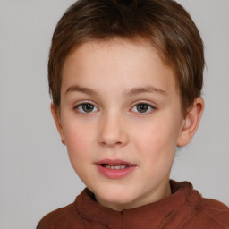 Neutral white child male with short  brown hair and brown eyes