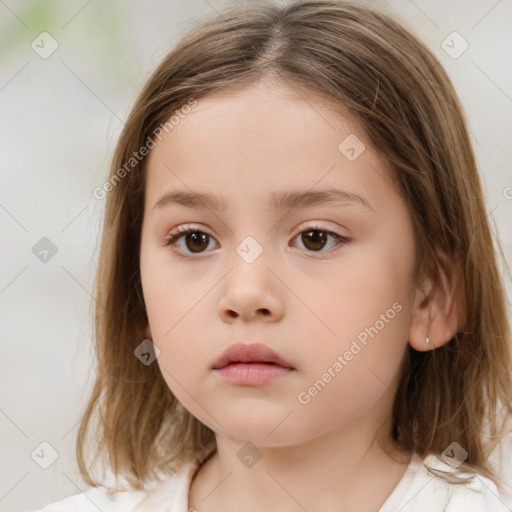 Neutral white child female with medium  brown hair and brown eyes